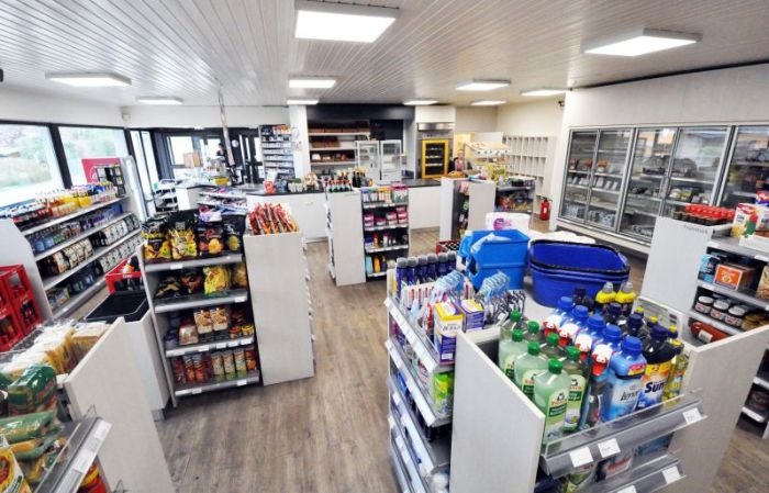 Camping supplies and groceries in a small supermarket at the Stover Strand campsite near Hamburg. 