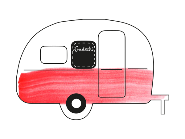 Drawing of the retro beach camper Knutschi at the Stover Strand campsite near Hamburg
